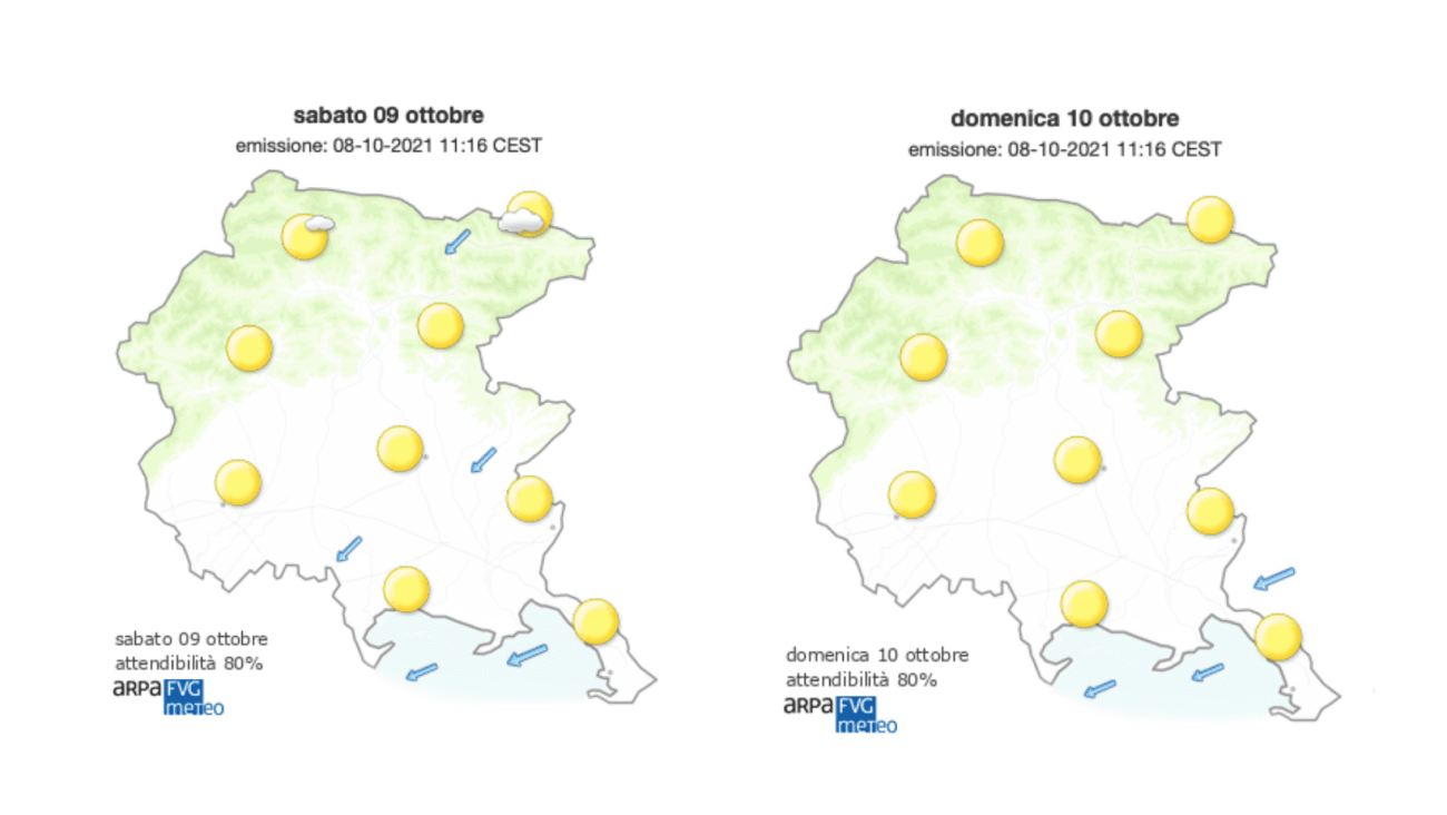 Immagine per Meteo, sole sul Goriziano con Bora su pianura e costa
